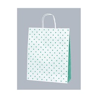 福助工業 紙手提げ袋 ラッピーバッグ No.2 水玉グリーン 1ケース(50個×4セット入) 00400562 1ケース