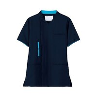 ミドリ安全 作業服 メディカルウェア ベルデクセル スクラブ上 ダークネイビー×ターコイズ Lサイズ VEM7002UEL 1着