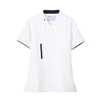 ミドリ安全 作業服 メディカルウェア ベルデクセル スクラブ上 ホワイト×ダークネイビー Mサイズ VEM7010UEM 1着