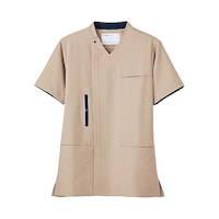 ミドリ安全 作業服 メディカルウェア ベルデクセル スクラブ上 ベージュ×ダークネイビー SSサイズ VEM7001UESS 1着