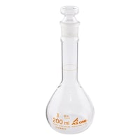 アズワン 短型メスフラスコ 白 200mL(酸洗浄済み) ASONE1856603 1個