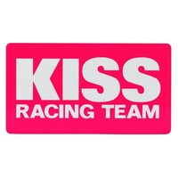 キジマ K1481 KISS Racing チームステッカー:ピンクベース/白文字 Sサイズ:55×30mm K1481 1個 ※2個以上から注文可能(販売価格は1個単位の価格)