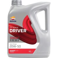 REPSOL 007464 4輪用モーターオイル DRIVER(ドライバーレンジ)ドライバー・ハイマイレージ 20W50(4L)(鉱物油, API SG/CF) 007464 1個