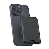 エレコム MagSafe カードケース iPhone用 2枚収納 レザー風 マグネット脱着 ブラック