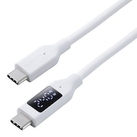 エレコム 240W PD EPR USB TypeC ケーブル 2m 電力ディスプレイ付き シリコン 白