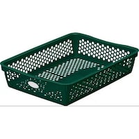 分類しやすいカラーバスケット浅型 緑