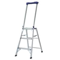 山善 トレー付き上枠付き踏み台3段 SGマーク付き 耐荷重100kg 天板幅300×奥行250mm ステップ幅80mm 天板高さ775mm