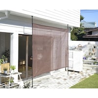 山善 突っ張り目隠しサンシェード200×300cm チョコレートブラウン 工具不要 遮光率約76% 紫外線カット率約85% SPSH3020(CB)