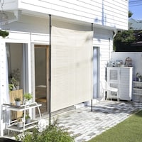 山善 突っ張り目隠しサンシェード200×200cm アイボリー 工具不要 遮光率約71% 紫外線カット率約82% SPSH2020(IV)