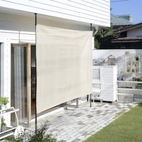 山善 突っ張り目隠しサンシェード200×300cm アイボリー 工具不要 遮光率約71% 紫外線カット率約82% SPSH3020(IV)