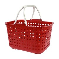 平和工業 ランドリーバスケット 浅型 ドットバスケット レッド