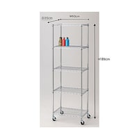 店研創意(ストア・エキスプレス) ワイヤーラック D35cmタイプ(キャスター付き) H189cm 5段 D35.7cm W60.9cm 616281