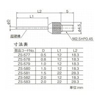 テクロック 測定子 超硬ニードル型 22L測定子 φ1.5 ZS581