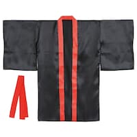 アーテック ソフトサテンロングハッピ袖付 黒(襟赤) S(ハチマキ付) 14558