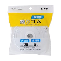 ミササ お徳用 織りゴム 25mm巾・5m 白 6232