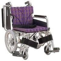 カワムラサイクル 車いす(介助用・アルミ製)背折れ式 KA81640BLO 紫チェックA11