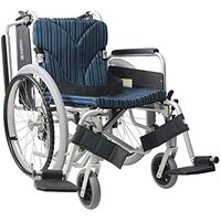 カワムラサイクル 車いす(自走用・アルミ製)背折れ式 KA82042BSL 緑チェックA9
