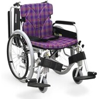 カワムラサイクル 車いす(自走用・アルミ製)背折れ式 KA82240BH 紫チェックA11