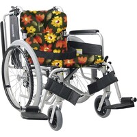 カワムラサイクル 車いす(自走用・アルミ製)背折れ式 KA82240BH オータムフラワーNo.71