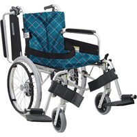 カワムラサイクル 車いす(自走用・アルミ製)背折れ式 KA82040BM シアンレザーNo.99