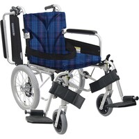 カワムラサイクル 車いす(介助・アルミ製)背折れ式 KA81640BM 紺チェックA3