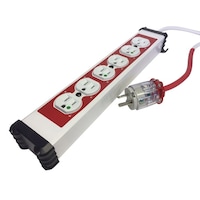 光城精工 医療施設用配線器具/電源タップ6個口 MKI6RH(アカ)5M