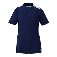 KAZEN レディスジャケット 半袖 76448(ネイビーXグレー) 4L