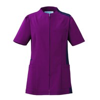 KAZEN レディスジャケット 半袖 76445(ワインXネイビー) L