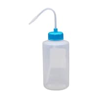 安元化成 カラーキャップ付洗浄瓶(広口) 500ML(12ホンイリ) ライトブルー