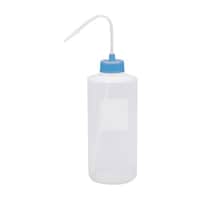 安元化成 カラーキャップ付洗浄瓶(広口) 1000ML(12ホンイリ) ライトブルー