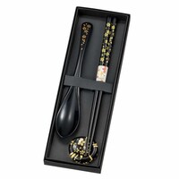 カノー 箸 箸置き スプーン 桜 3点セット 黒