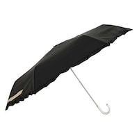 小川 折りたたみ傘 晴雨兼用 LINEDROPS フリル 50cm 手開き式 ブラック