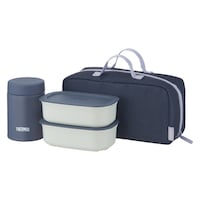 サーモス サーモス 弁当箱セット 800ml 真空断熱スープランチセット JEH800 グレーネイビー