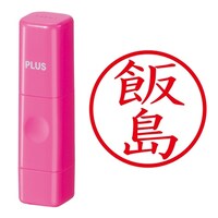 プラス 印鑑 ネーム印 ネームキューブ ピンク 飯島 (いいじま) はんこ 浸透印