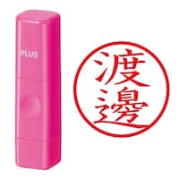 プラス 印鑑 ネーム印 ネームキューブ ピンク 渡邊 (わたなべ) はんこ 浸透印