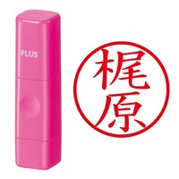 プラス 印鑑 ネーム印 ネームキューブ ピンク 梶原 (かじわら) はんこ 浸透印