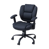 山善 ミドルバックレザーチェア オフィスチェア 可動肘付