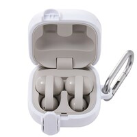 エレコム SONY LinkBuds Clip ワイヤレスイヤホン ケース 耐衝撃 フタ開閉ロック機能 カラビナ付き TOUGH SLIM Lock ホワイト