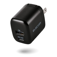 エレコム USB TypeC 充電器 PD/PPS 33W 2ポート USBC+USBA GaN II 小型 折りたたみプラグ PSE適合 ブラック