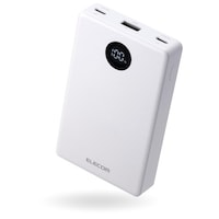 エレコム モバイルバッテリー 10000mAh 薄型 軽量 35W PSE適合 半固体リチウム iPhone Android Switch 対応 LED残量1%表示 ホワイト