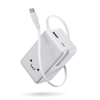 エレコム 巻取り式USBCケーブル一体型 モバイルバッテリー 10000mAh 最大22.5W PD/PPS対応 USBC/USBAポート ホワイト×ブラック