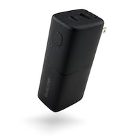 エレコム コンセント一体型 モバイルバッテリー 5000mAh PD対応 20W 2ポート(TypeC+USBA) 折りたたみプラグ ブラック
