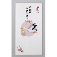 伊予結納センター PCマスコット付き金封和紙封筒コウノトリ赤 1セット(5枚入)