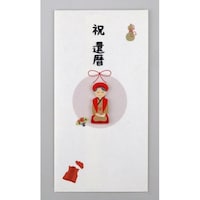 伊予結納センター PCマスコット付き金封封筒祝還暦おばあさん 1セット(5枚入)