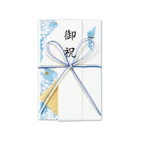 伊予結納センター 日本製 一般お祝用金封 花結び 花 ブルー 1セット(5枚入)