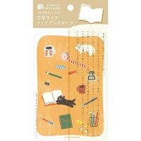 古川紙工 文庫サイズクリアブックマーク 文具とねこ 1セット(5個入)