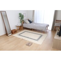 不二貿易 コットンラグ 130×190cm WH*NV 3個 【メーカー直送/軒先もしくは車上渡し】