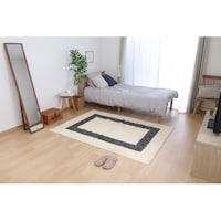 不二貿易 コットンラグ 130×190cm WH*BK 3個 【メーカー直送/軒先もしくは車上渡し】