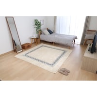 不二貿易 コットンラグ 185×185cm WH*NV 3個 【メーカー直送/軒先もしくは車上渡し】