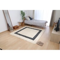 不二貿易 コットンラグ 185×185cm WH*BK 3個 【メーカー直送/軒先もしくは車上渡し】